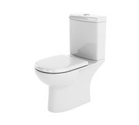 Balterley Close Coupled Toilet with Cistern, Bathroom Toilet Cistern with D Shape Pan & Push Flush Button, Semi Flush-to-Wall Toilets for Bathrooms & Cloakroom - 360mm x 625mm x 805mm (White)