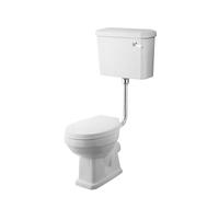 Balterley Close Coupled Toilet with Cistern, Low Level Bathroom Toilet Cistern with Round Pan & Chrome Lever Handle, WC Toilets for Bathrooms & Cloakroom - 472mm x 660mm x 985mm (White)