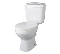 Balterley Close Coupled Toilet with Cistern & Seat, Bathroom Toilet Cistern with Round Seat Pan & Dual Flush, WC Toilets for Bathrooms & Cloakroom - 382mm x 635mm x 748mm (White)