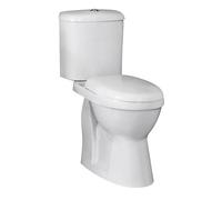 Balterley Close Coupled Toilet with Cistern & Soft Close Seat, Bathroom Toilet Cistern with Comfort Height Round Pan & Push Flush Button, WC Toilets for Bathrooms - 380mm x 650mm x 860mm (White)