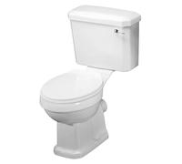 Balterley Close Coupled Toilet with Cistern & Soft Close Seat, Bathroom Toilet Cistern with Round Seat Pan & Dual Flush, WC Toilets for Bathrooms & Cloakroom - 470mm x 690mm x 820mm (White)