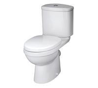 Balterley Close Coupled Toilet with Cistern & Soft Close Seat, Bathroom Toilet Cistern with Round Seat Pan & Dual Flush, WC Toilets for Bathrooms & Cloakroom - 370mm x 650mm x 810mm (White)