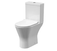 Balterley Close Coupled Rimless Toilet with Cistern & Soft Close Seat, Bathroom Toilet Cistern with Comfort Height Round Rimless Pan & Dual Flush, WC Toilets - 380mm x 605mm x 845mm (White)