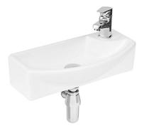 Balterley Bathroom Wall Hung Basin Left Hand 1 Tap Hole, White, 450 mm in White Balterley White