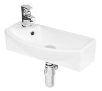 Balterley Compact Wall Hung Right Hand Round Ceramic 1 Tap Hole Vessel 450mm in White Balterley White