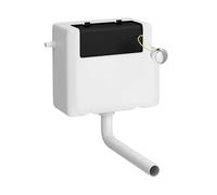 Balterley Concealed Cistern with Dual Flush, Water Saving Side Inlet Concealed Toilet Cistern & Round Flush Plate for Back to Wall & Wall Hung Toilets - 340x142x296mm (Chrome/White)