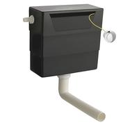 Balterley Concealed Cistern with Dual Flush, Water Saving Side Inlet Concealed Toilet Cistern & Round Flush Plate for Back to Wall & Wall Hung Toilets - 303x136x334mm (Chrome/Black)