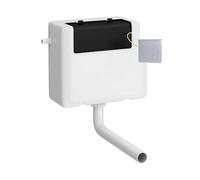 Balterley Concealed Cistern with Dual Flush, Water Saving Side Inlet Concealed Toilet Cistern & Square Flush Plate for Back to Wall & Wall Hung Toilets - 340x142x296mm (Chrome/White)