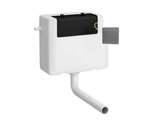 Balterley Concealed Cistern with Dual Flush, Water Saving Side Inlet Concealed Toilet Cistern & Square Flush Plate for Back to Wall & Wall Hung Toilets - 340x142x296mm (Brushed Pewter/White)