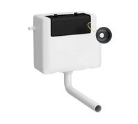 Balterley Concealed Cistern with Dual Flush, Water Saving Side Inlet Concealed Toilet Cistern & Traditional Flush Plate for Back to Wall & Wall Hung Toilets - 340x142x296mm (Matt Black/White)