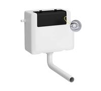 Balterley Concealed Cistern with Dual Flush, Water Saving Side Inlet Concealed Toilet Cistern & Traditional Flush Plate for Back to Wall & Wall Hung Toilets - 340x142x296mm (Chrome/White)