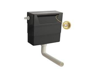 Balterley Concealed Cistern with Dual Flush, Water Saving Side Inlet Concealed Toilet Cistern & Traditional Flush Plate for Back to Wall & Wall Hung Toilets - 303x136x334mm (Brushed Brass/Black)