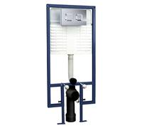 Balterley Concealed Cistern with Wall Hung Frame & Dual Flush, Concealed Toilet Cistern, Metal Frame & Round Flush Plate for Back to Wall & Wall-Hung Toilets - 520x204x1136mm (Chrome)