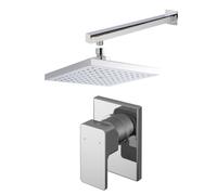 Balterley Concealed Square Manual Valve Arm Head Shower Bundle Set Chrome in Silver Balterley Silver