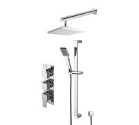 Balterley Concealed Square Triple Valve Shower Set Chrome in Silver Balterley Silver