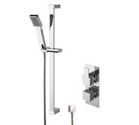 Concealed Square Twin Valve Slide Rail Kit Shower Bundle Set Chrome Balterley Silver One Size