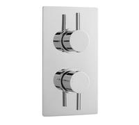 Balterley Concealed Thermostatic Shower Valve, Round Lever Handles with Rectangular Plate Bathroom Shower Valve, Dual Control 1 Outlet Valves for Showers - 120 x 135 x 215mm (Chrome)