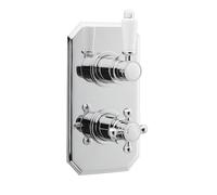 Balterley Concealed Thermostatic Shower Valve, Traditional Lever & Crosshead Handles with Rectangular Plate Bathroom Shower Valve, Dual Control 1 Outlet Valves for Showers - 120 x 135 x 210mm (Chrome)