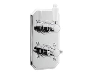 Balterley Concealed Thermostatic Shower Valve, Traditional Lever & Crosshead Handles with Rectangular Plate Bathroom Shower Valve, Dual Control 1 Outlet Valves for Showers - 120 x 135 x 210mm (Chrome)