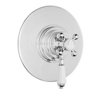 Balterley Concealed Thermostatic Shower Valve, Traditional Lever Handle with Round Plate Bathroom Shower Valve, Single Control 1 Outlet Valves for Showers - 185 x 146 x 196mm (Chrome)