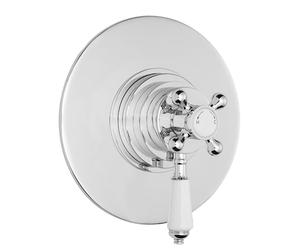 Balterley Concealed Thermostatic Shower Valve, Traditional Lever Handle with Round Plate Bathroom Shower Valve, Single Control 1 Outlet Valves for Showers - 185 x 146 x 196mm (Chrome)