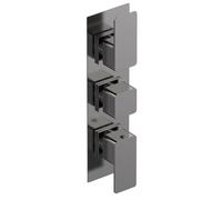 Empire Square Concealed Triple Thermostatic Shower Valve With Diverter (3 Outlets), Brushed Pewter - Balterley