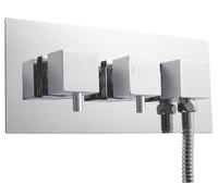 Square Concealed Twin Thermostatic Shower Valve With Diverter (1 Outlet) - Chrome - Balterley