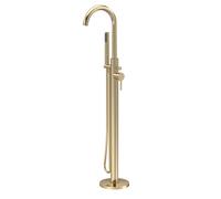 Balterley Bath Mixer Tap with Shower Kit, Freestanding, Tall, Single Lever Round Bath Filler Tap, Round Head Showers for Bathrooms, Bathroom Taps with Shower Head - 180 x 345 x 1200mm (Brushed Brass)