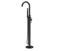 Balterley Connect Floor Standing Bath Shower Mixer Tap With Dual Crosshead Handles, Curved Spout & Shower Kit - Matt Black Finish