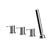 Balterley Consall Contemporary Deck Mount Round 4 Tap Hole Bath Shower Mixer Tap with Kit (No Spout) - Chrome