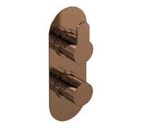 Balterley Consall Contemporary Round Twin 3-Way Thermostatic Shower Valve With Diverter, Brushed Bronze