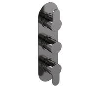 Pride Round Concealed Triple Thermostatic Shower Valve With Diverter (3 Outlets) - Brushed Pewter - Balterley