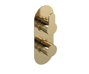 Balterley Consall Round Concealed Twin Thermostatic Shower Valve With Diverter 2 Outlets - Brushed Brass