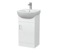 Balterley Contemporary 1 Door Floor Standing Vanity Basin Unit, 1 Tap Hole Basin, 450mm, Gloss White