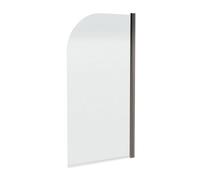 Balterley 790 x 1430mm Bath Shower Screen, Round Corner Shower Screens for Baths, 6mm Toughened Safety Bath Door Screen, 180° Pivot Reversible Door Screens for Straight Baths (Brushed Pewter)