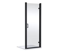 Balterley Contemporary 8mm Glass Reversible Hinged Shower Door, 800mm, Matt Black
