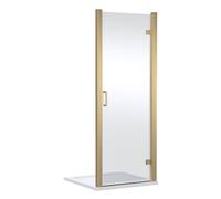 Contemporary 8mm Glass Reversible Hinged Shower Door, 900mm, Brushed Brass