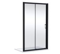Balterley Contemporary 8mm Glass Sliding Reversible Sliding Shower Door, 1200mm, Matt Black