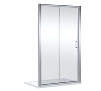 Balterley Contemporary 8mm Glass Sliding Reversible Sliding Shower Door, 1400mm, Chrome