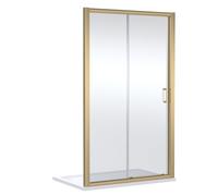 Balterley Contemporary 8mm Glass Sliding Reversible Sliding Shower Door, 1700mm, Brushed Brass