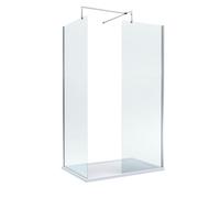 Balterley Contemporary 8mm Glass Walk In Wetroom Screens With Chrome Profile And White Shower Tray - 1200 X 700mm