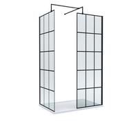 Balterley Contemporary 8mm Glass Walk In Wetroom Screens With Matt Black Framed Design And White Shower Tray - 1200 X 700mm