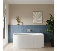Balterley Contemporary Back To Wall Freestanding Bath with Ribbing 1600 x 780mm in White Balterley White