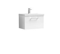 Balterley Level Contemporary Bathroom 1 Soft Close Drawer & Thin-Edge Vanity Unit Basin, Gloss White, 600mm