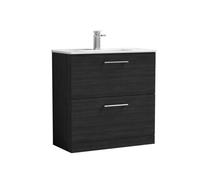 Balterley Bathroom 2 Soft Close Drawer, Floor Vanity Unit Basin, Black, 800mm in Black Balterley Black