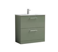 Balterley Bathroom 2 Soft Close Drawer, Floor Vanity Unit, Satin Green, 800mm in Green Balterley Green