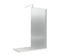 Balterley Contemporary Bathroom 8mm Fluted Glass Hinged Wetroom Screen with Support Bar, 1950 x 1000 x 14mm, Polished Chrome