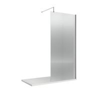 Balterley Contemporary Bathroom 8mm Fluted Glass Hinged Wetroom Screen With Support Bar, 1950 X 1000 X 14mm, Polished Chrome