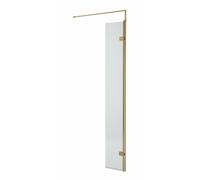 Balterley Contemporary Bathroom 8mm Fluted Glass Swing Return Wetroom Screen with Support Bar, 1950 x 322 x 27mm, Brushed Brass