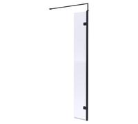 Balterley Contemporary Bathroom 8mm Glass Wetroom Return Screen with Support Bar, Matt Black, 1950 x 322 x 27mm